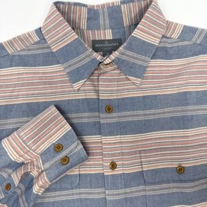 LL Bean Signature Mens Small Slim Fit Long Sleeve Striped Cotton Shirt